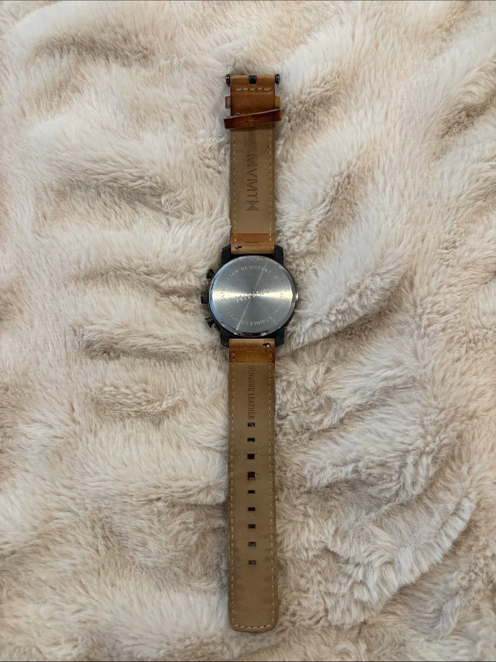 MVMT Black Dial Watch with Tan Leather Strap